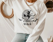 Classy Witch and Moon Halloween Sweatshirt