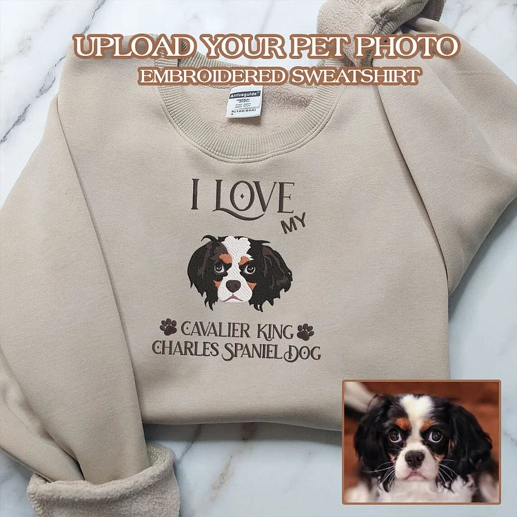 Personalized Embroidered｜I Love My Pet｜Dog Cat｜Hoodie Sweatshirt T-Shirt