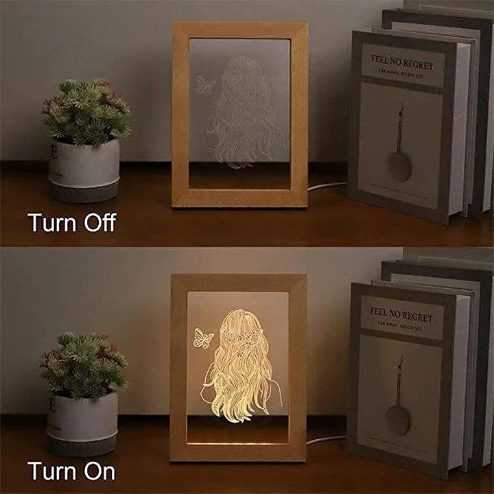 Custom Wooden Frame LED Photo Lamp