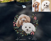 Custom Pet Portrait｜Embroidered｜Dog Mom Floral Sweatshirt｜Hoodie