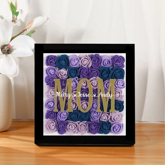 Custom Name Frame Mom Flower Shadow Box