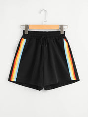 Rainbow Striped Elastic Band Shorts