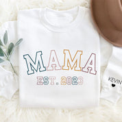 Personalized Mama Est Sweatshirt with Child's Name on Sleeve