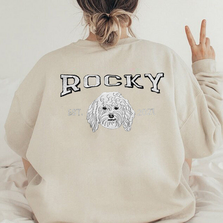 Personalized Embroidered | Sweatshirt with Pets Name | On Back of Sweatshirt