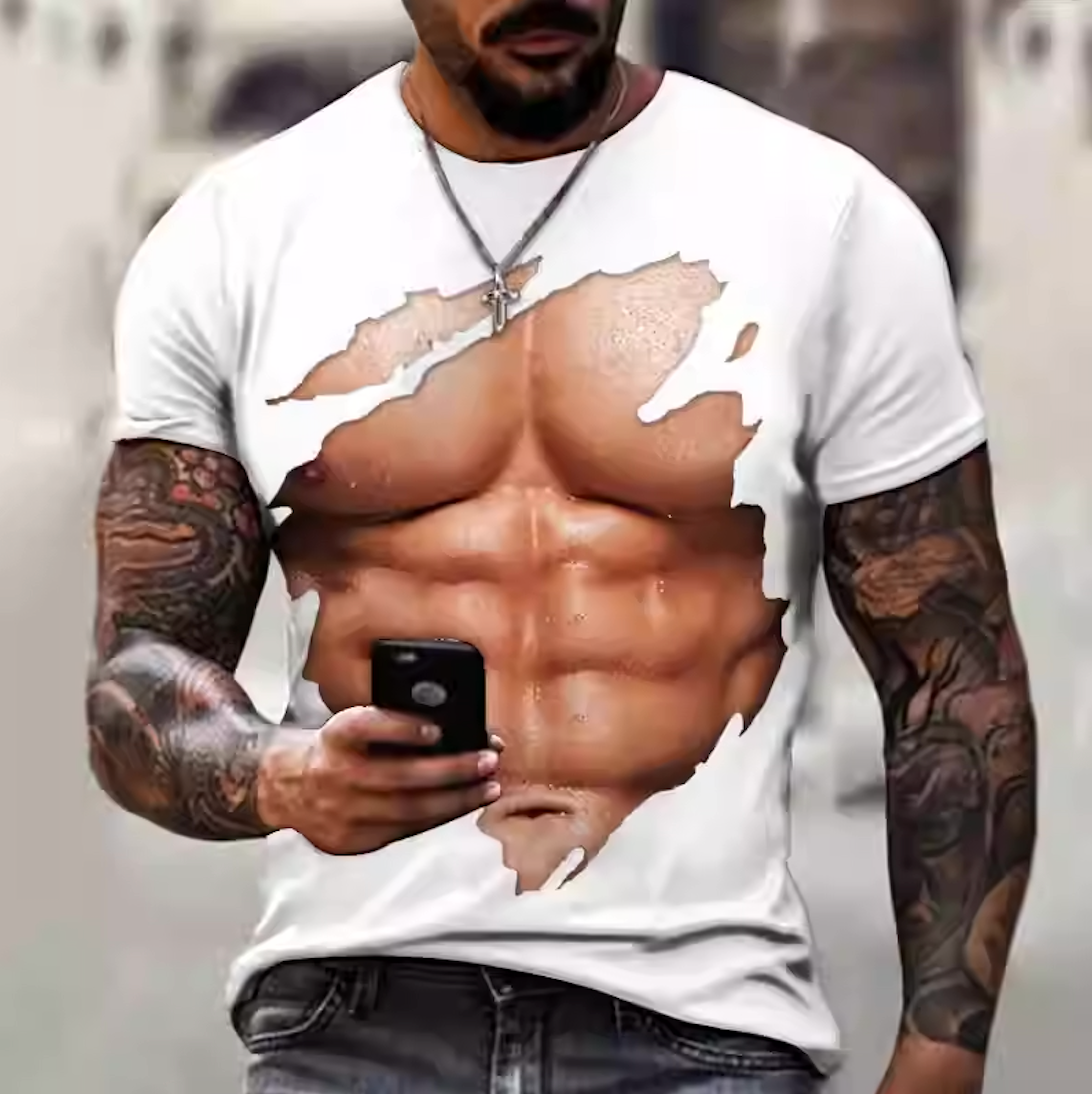 Muscle Shirt｜Personalized Short Sleeve｜Pectoral muscle spoof｜3D stereoscopic