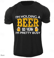 I Am Holding A Beer Letter | Print Tee | Men's Graphic Cotton Blend T-Shirt