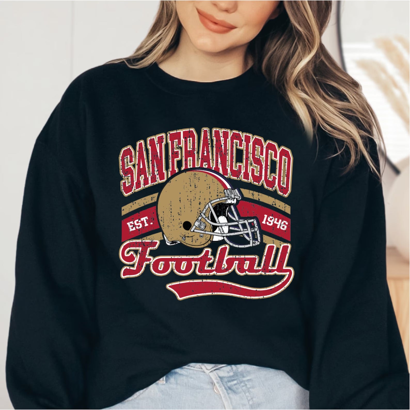 San Francisco Sweatshirt, San Francisco Football Sweater, Vintage Style San Francisco Football Hoodie