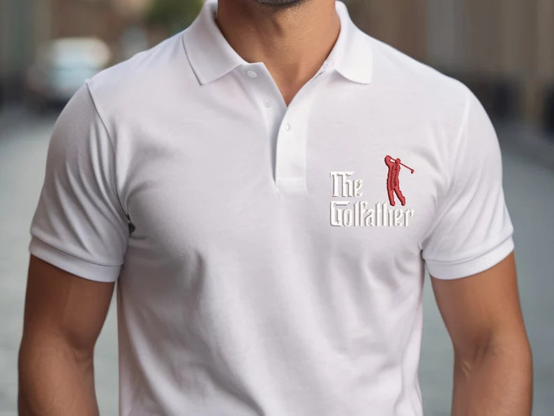 Father Golf Embroidery Shirt,Funny Father Polo