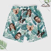 Custom Hawaiian Trunks with Face for Party, Personalized Swim Trunks