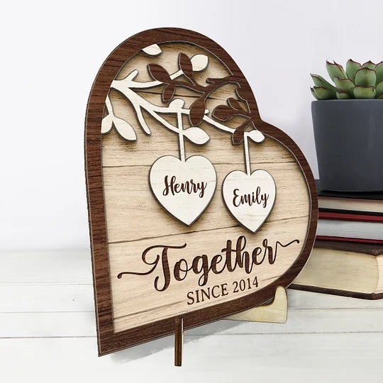 God Gave Me You - Couple Personalized Custom 2-Layered Wooden Plaque With Stand