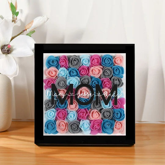 Custom Name Frame Mom Flower Shadow Box