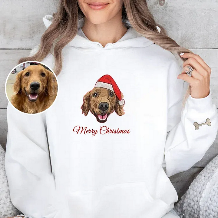 Custom Embroidered Pet Portrait Christmas Jumper Sweatshirt