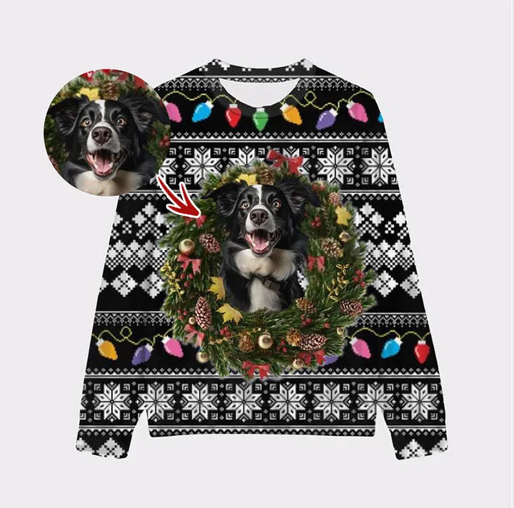 Custom Your Own Christmas Wearth Sweatshirt With Your Pet Face