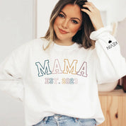 Personalized Mama Est Sweatshirt with Child's Name on Sleeve