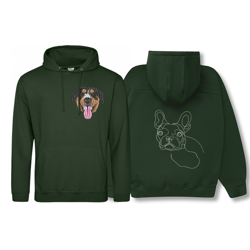 Custom Embroidered｜Pet Portrait Hoodie｜On the Front and Back of Sweatshirt