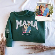 Custom Embroidered Mama Sweatshirt with Kid Name on Sleeve