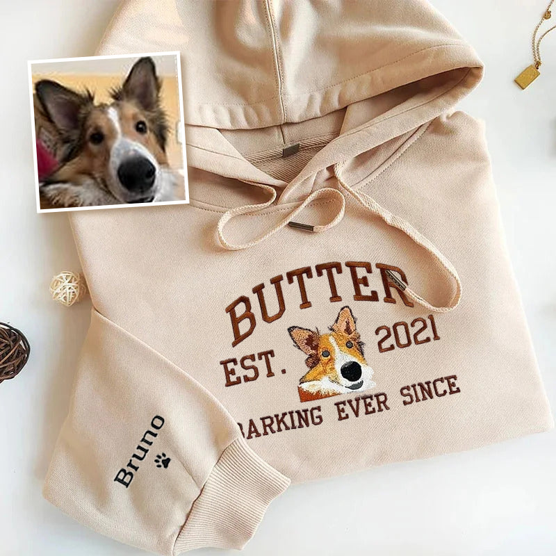 Personalized Embroidered Sweatshirt with Pets Name｜Custom Dog Face Hoodie