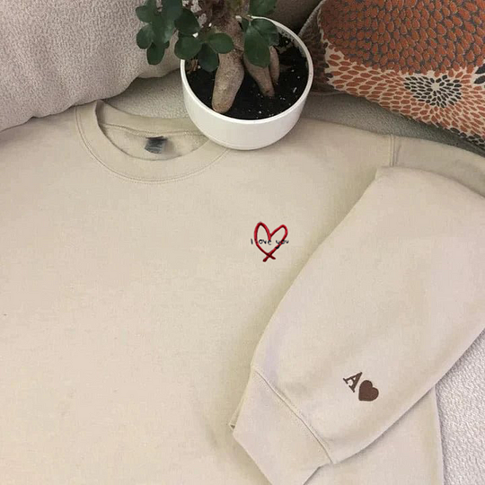 Custom Embroidered "I love you" Couple's Sweatshirt