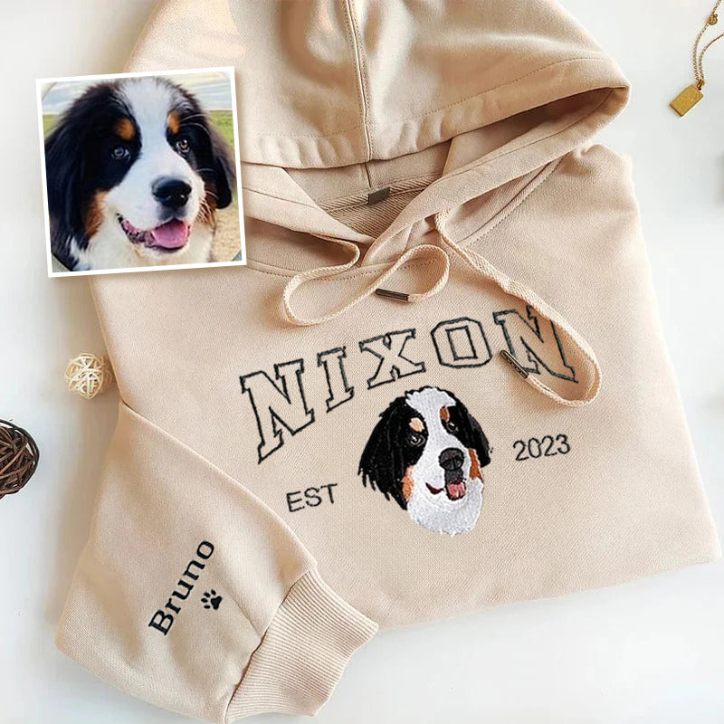 Custom Dog Hoodie｜Embroidered Dog Name｜Personalized Pet Face Sweatshirt