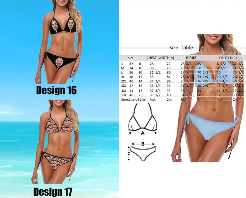 Custom Face Swimsuit Personalized Women's Bathing Suit with Photo Bikini