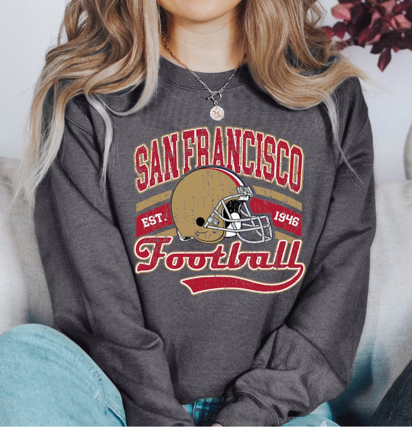 San Francisco Sweatshirt, San Francisco Football Sweater, Vintage Style San Francisco Football Hoodie