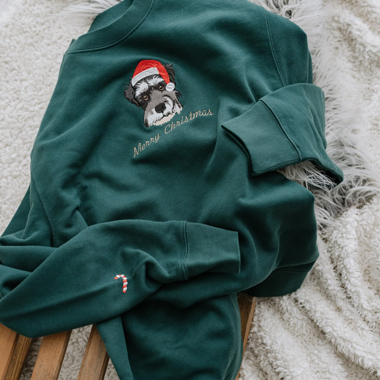 Custom Embroidered | Pet Portrait | Christmas Jumper | Sweatshirt Hoodie T-shirt