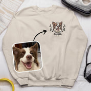 Custom Pet Portrait Shirt | Personalized Embroidered Pet and Name Hoodie Sweatshirt