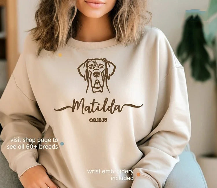 Custom Embroidered｜Pet Portrait Hoodie｜Sweatshirt｜T-shirt With Your Pets Name