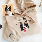 I Love My Dog | Custom Pet Portrait Embroidered | Crewneck T-shirt Hoodie