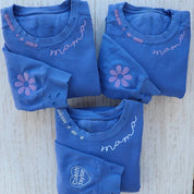 Embroidered Hand Distressed Mama Sweatshirt With kid's Names