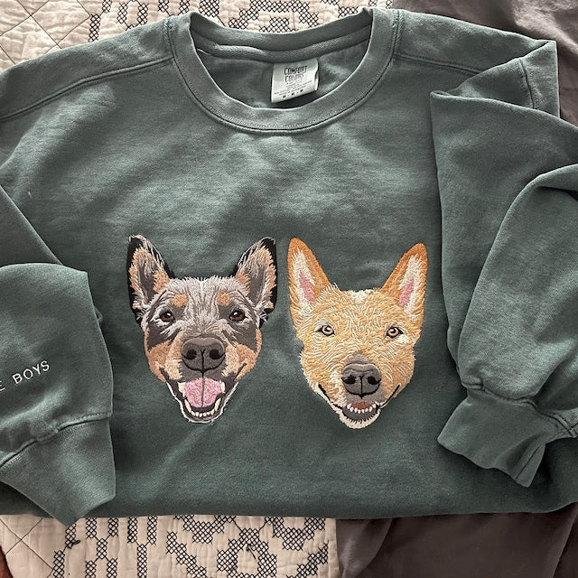 Customize | Text & Image | Dog Cat Pet | Pet Portrait Embroidered | Sweatshirt Hoodie