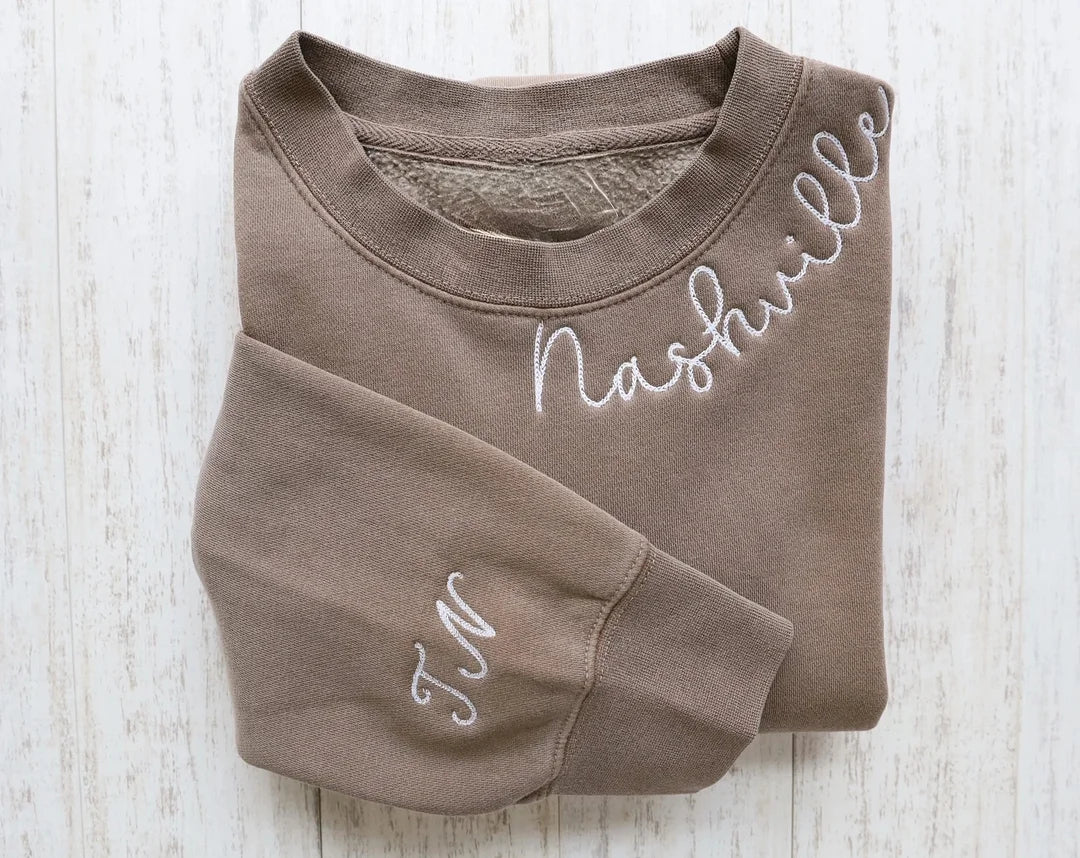 CUSTOM EMBROIDERED CREW-Custom Name Embroidered Crewneck Sweatshirt