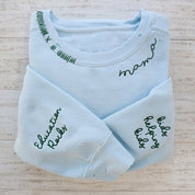 Embroidered Hand Distressed Mama Sweatshirt With kid's Names