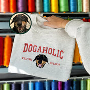 Custom Dog Embroidered Varsity Dogaholic Sweatshirt Hoodie T-shirt