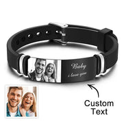 Custom Men's Photo Engraved Bracelet Wedding Gift For Anniversary Or Newly Married Couple Personalized Bracelet