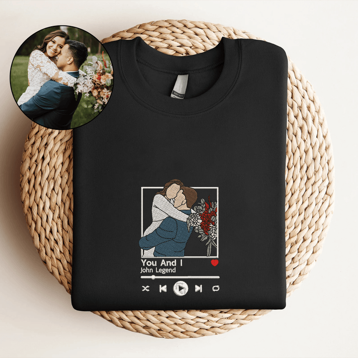 ❤️‍🔥Custom Embroidered Sweatshirt Portrait Music Player Couple Family Gift