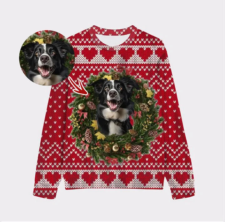 Custom Your Own Christmas Wearth Sweatshirt With Your Pet Face