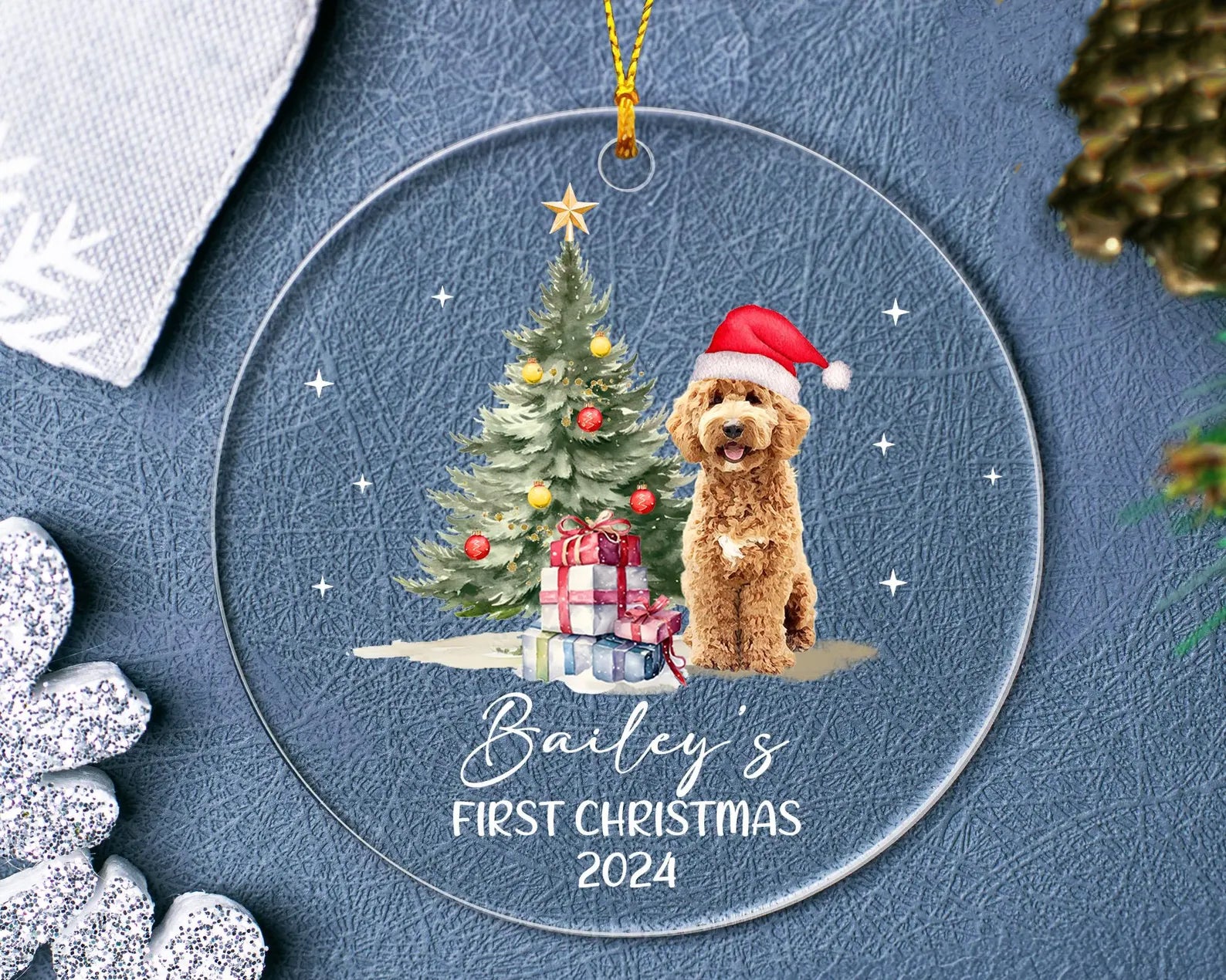 Personalized Dog's First Christmas Ornament 2024