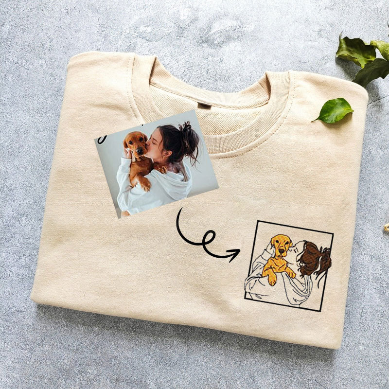 Personalized Dog Hoodie |  With Portrait from Photo | Embroidered Pet's Photo Sweatshirt