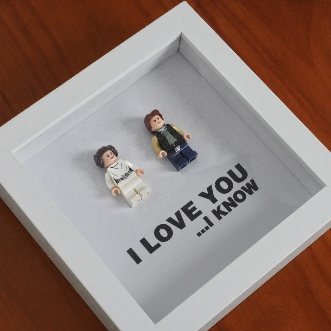 I Love You I Know | Princess Leia & Han Solo | Mini Figure | Star Wars | Frame | Gift | Love | Valentine's Day