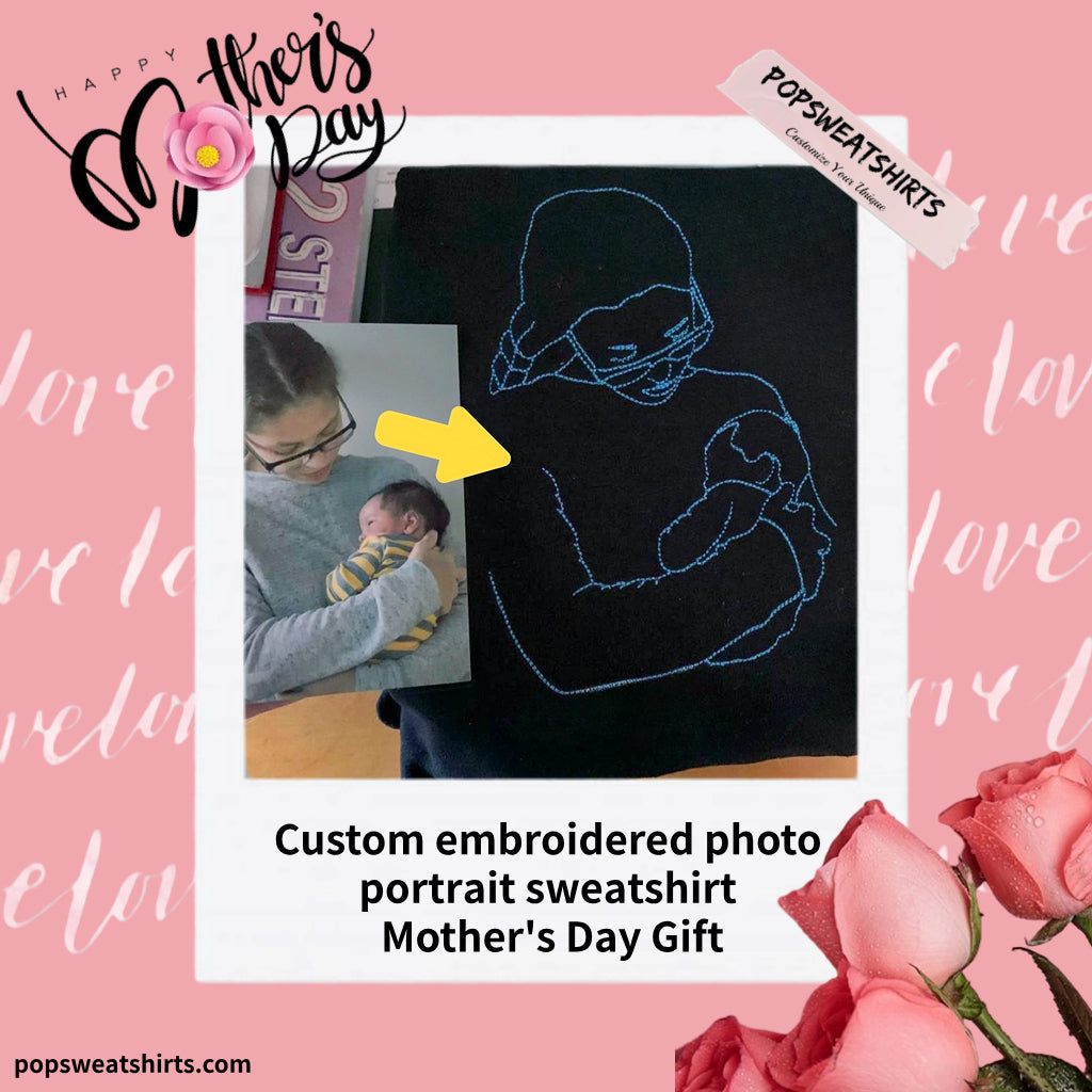 Custom Embroidered｜Photo Portrait Sweatshirt｜Mother's Day Gift