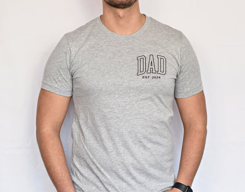 Dad Est 2024 Tshirt | Personalized Dad Shirt | Custom Dad Pregnancy Announcement |  New Dad Shirt