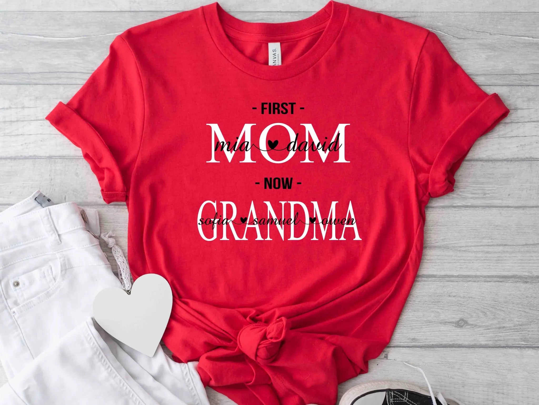 Personalized First Mom Now Grandma Shirt