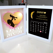 (Mom Photo With Name) With REAL MOON PHASE Anniversary Calendar Custom flower frame