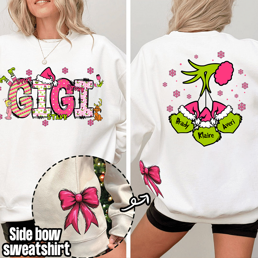 Custom | Grandma With Kids Name | Coquette Bow Sweatshirt