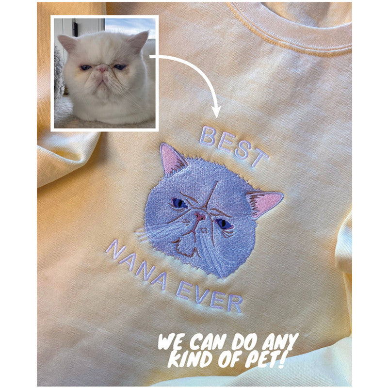 Customize | Text & Image | Dog Cat | Pet Portrait Embroidery | Sweatshirt Hoodie