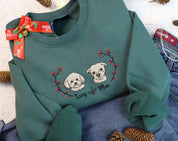 Custom Dog Face Christmas Embroidered Sweatshirt Personalized Pet Face and Name Xmas Sweatshirt