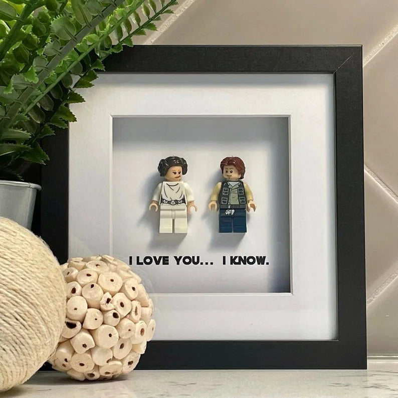 I Love You I Know | Princess Leia & Han Solo | Mini Figure | Star Wars | Frame | Gift | Love | Valentine's Day