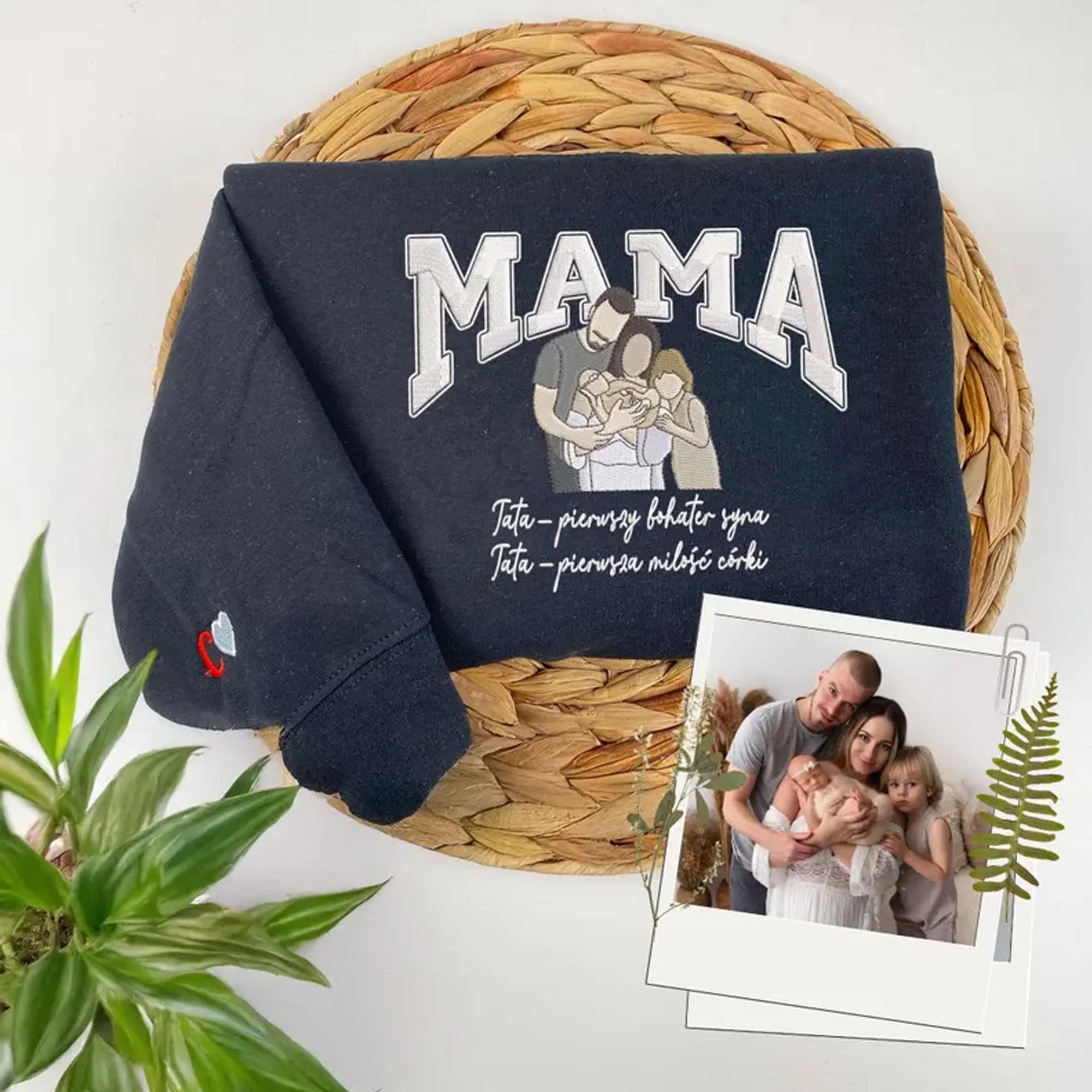 Custom Embroidered Mama Sweatshirt with Kid Name on Sleeve