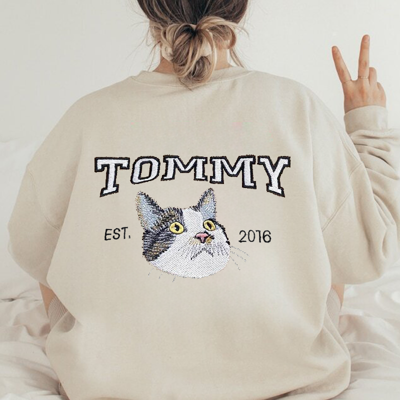 Personalized Embroidered | Sweatshirt with Pets Name | On Back of Sweatshirt